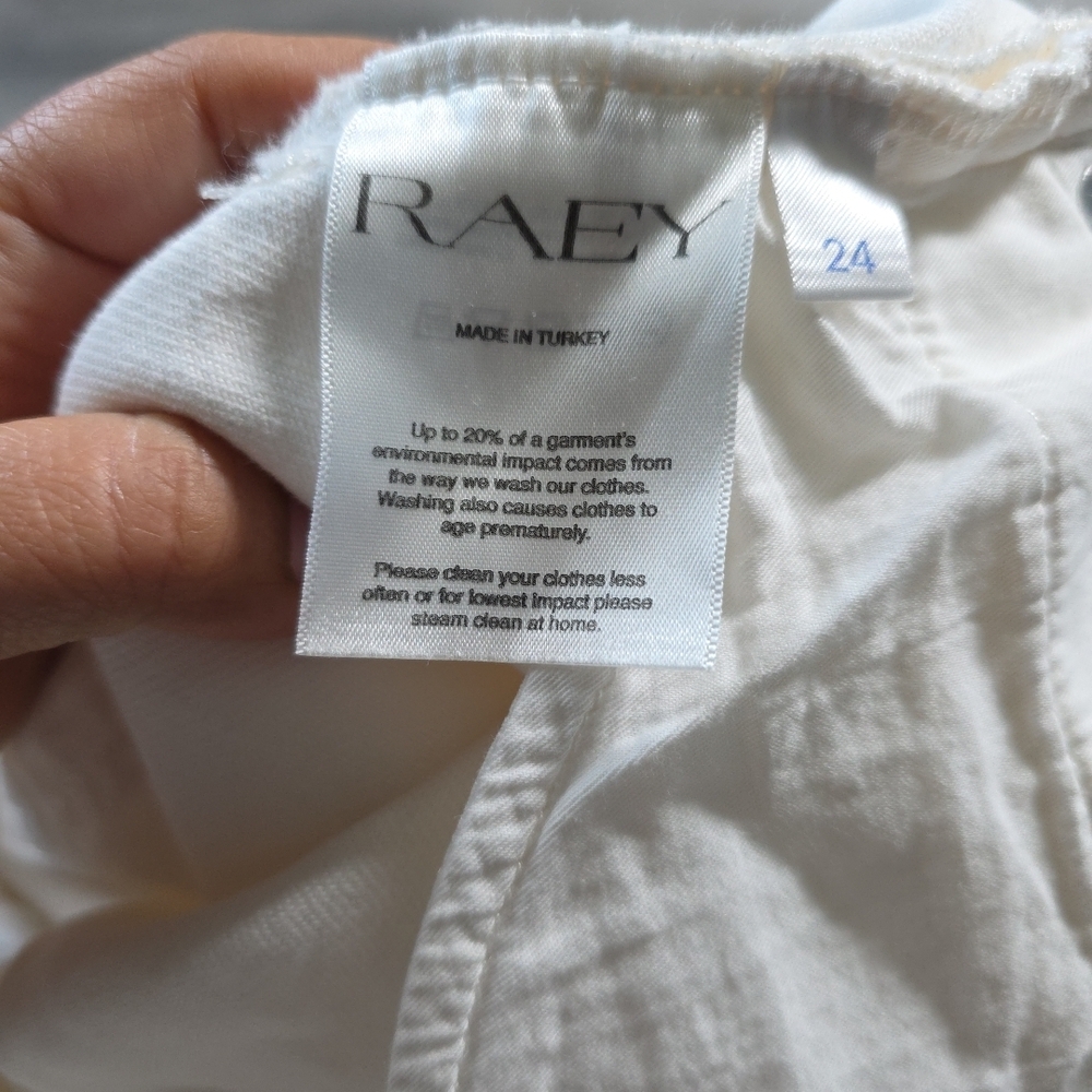 Raey Women's Ivory Wide Leg 100% Organic Cotton Button Fly Jeans ~ Size 24 - Picture 6 of 8